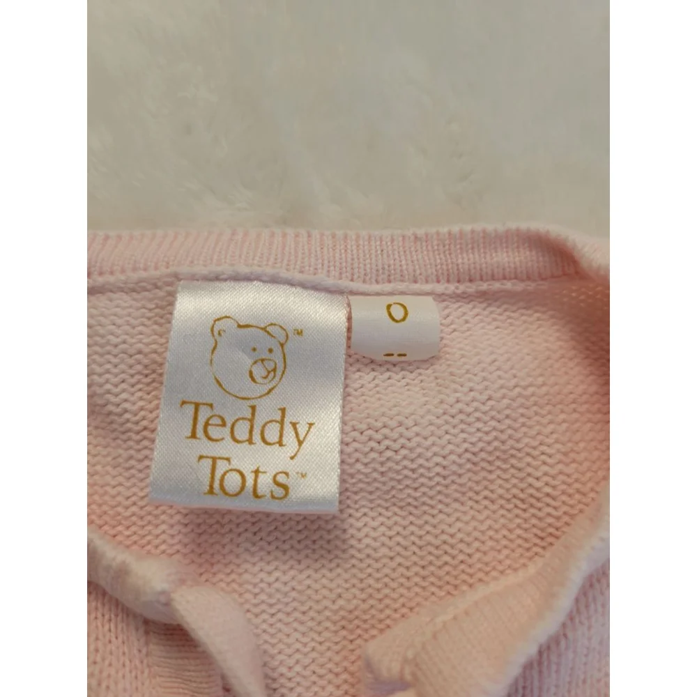 Bundle 2 Vintage Teddy Tots Baby Girl Pink Knit Sets Size 0